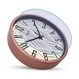 OLIVE TREE Copper-Toned & Black Printed Contemporary Round Shaped Analogue Table Clock image 3