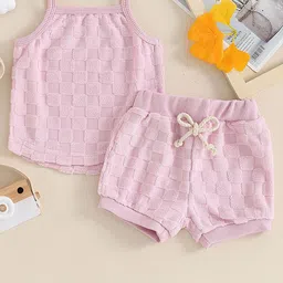 LULU & SKY Girls Self Design Pure Cotton Top With Shorts-picture-51