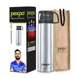 Pexpo Silver-Toned Single Stainless Steel Water Bottle-image-15