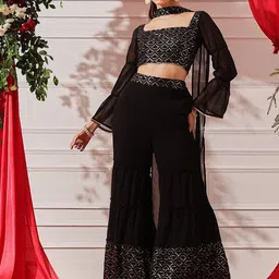 indo street Embellished Sequinned Ready to Wear Lehenga & Blouse With Dupatta-picture-15
