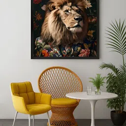 999Store Brown & Black Lion Printed Canvas Wall Art image 3