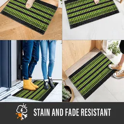 Kuber Industries Pink & Green 4 Pieces Textured Cotton Anti-Slip Doormats image 4