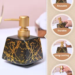MARKET99 Grey & Brown Abstract Printed Glossy Ceramic Soap Dispenser image 4