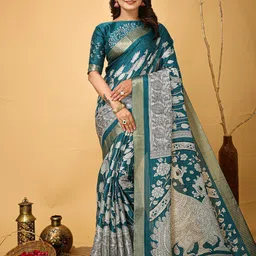 HERE&NOW Ethnic Motifs Zari Art Silk Banarasi Saree-picture-33