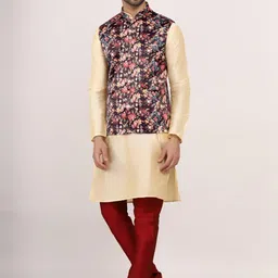 JEXI Men Ethnic Motifs Colourblocked Kurta image 2