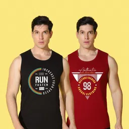 WOOSTRO Men Pack Of 2 Typography Printed Scoop Neck Cotton Slim Fit T-shirts image 4