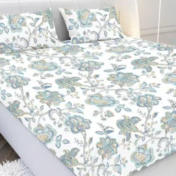 mayfair homes london Green Geometric 210 TC Cotton Super King Bedsheet with 2 Pillow Covers-picture-31