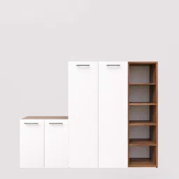 mintwud from pepperfry Louis 25- Pairs 4 Door Shoe Cabinet In Noce Lyon And White Colour image 5