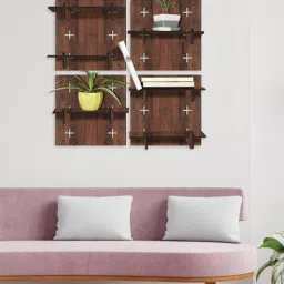 random Square (Set Of 4) Engineered Wood Wall Shelf-picture-38