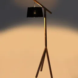 sapphire Black Iron Shade Tripod Floor Lamp With Wood Base image 4
