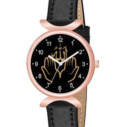 CSAMON Women Dial & Leather Textured Straps Analogue Watch C37RG Islamic NUM03 BLK L W_SH-picture-13