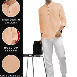 BHUVIKOO Men Orange Kurtas image 5