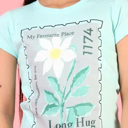 V-Mart Girls Printed Extended Sleeves Pockets T-shirt image 4