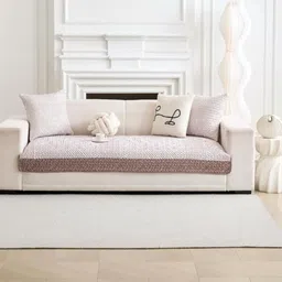 HOMETHREADS Brown & Beige Printed Sofa Cover-picture-18