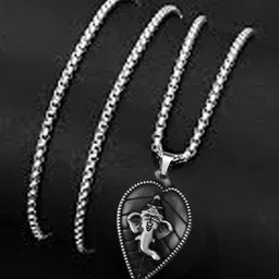 M Men Style Rhodium-Plated Contemporary Pendants with Chains image 2