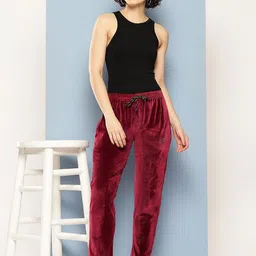 The Roadster Lifestyle Co Velvet Mid-Rise Trousers image 3