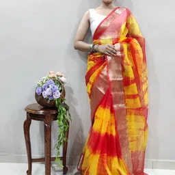 Rangtulika Ethnics Colourblocked Zari Organza Saree-image-17