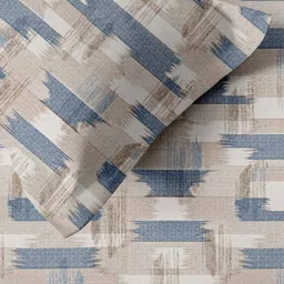 Trance Home Linen Beige & Blue Printed 180 TC Single Bedsheet Sets - 1.83 m x 1.52 m image 5