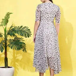 ANVI Be Yourself Animal Print Puff Sleeve Chiffon Fit & Flare Midi Dress image 3