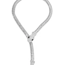KRENOZ Cubic Zirconia & Rhinestone Studded Snake-Design Choker Necklace-picture-11