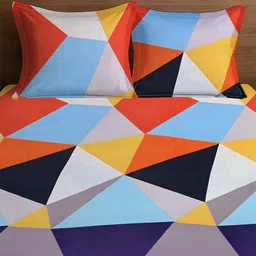 WEAVE AND DECOR White & Red Geometric 300 TC Bedsheet with 2 Pillow Covers image 5