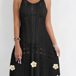 JC Mode Self Design Round Neck Swimwear Cover Up Top-image-46