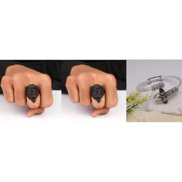 J.S ENTERPRISES Unisex Lion Finger Ring & Kada-image-20