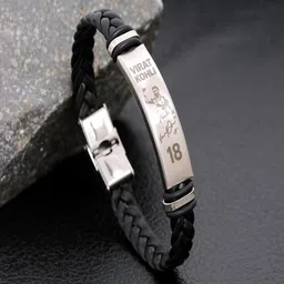 UNIVERSITY TRENDZ Men Leather Wraparound Virat Kohli Century Pose Bracelet-picture-33
