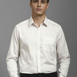 Louis Philippe Men Classic Spread Collar Geometric Printed Cotton Formal Shirt-picture-42