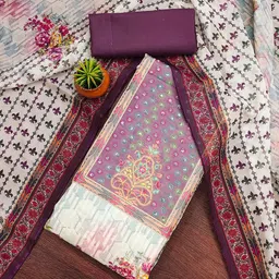 HERE&NOW Ethnic Motifs Sequinned Embroidered Organza Unstitched Dress Material-picture-56