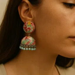 szn Printed Jhumki Dome Shape Earring image 2