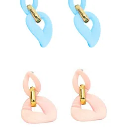 FIMBUL Set Of 2 Rhodium-Plated Contemporary Drop Earrings image 4