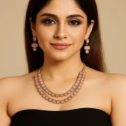 ROYAL NEEDS Gold-Plated Kundan Studded Necklace And Earrings-image-17