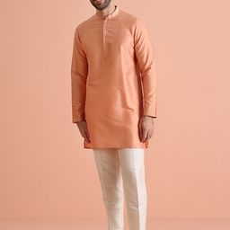 KISAH Men Mandarin Collar Regular Solid Kurta Trouser Set-picture-17
