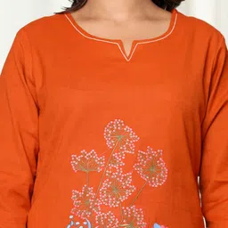 GHUMMAN SONAKSHI Embroidered Pure Cotton Round Neck Top With Trousers Co-Ords image 2