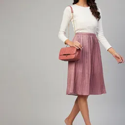 Orchid Blues Pleated A-Line Midi Skirt image 5