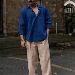 Powerlook Men Beige Structured Cotton Trouser-image-6