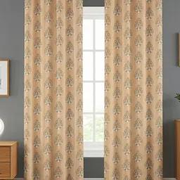 GEET CREATIONS Cream-Coloured & White Set of 2 Ethnic Motifs Room Darkening Door Curtain-image-72