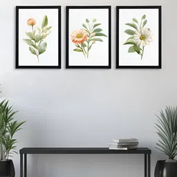 Giftii 3-Pcs White & Green Printed Wooden Framed Wall Art image 5