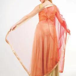 Way2Like Floral Embroidered Beads and Stones Net Wrap Shawl Scarf Hijab Dupatta image 5