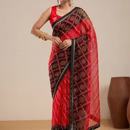 Vervee Couture Bandhani Printed Bandhani Saree With Stitched Blouse-image-57