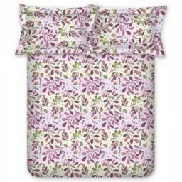 BOMBAY DYEING Dream Lover Violet Floral 104 TC Cotton King Bedsheet Set-2.74 m X 2.74 m-image-3