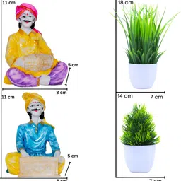 Aura White & yellow 4 Pieces Musician Showpieces & With Artificial Plant image 4