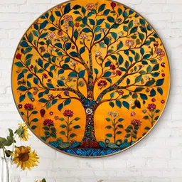 Myntra Elegant Homes Orange & Green Wooden Floral and Botanical Wall Art-image-52