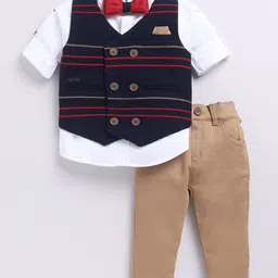 LITTLE COLLARS Boys Striped Double Breasted Four Piece Suit-picture-11