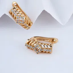 DIMIKI Rose Gold-Plated American Diamond Studded Korean Circular Shaped Hoop Earrings-picture-10