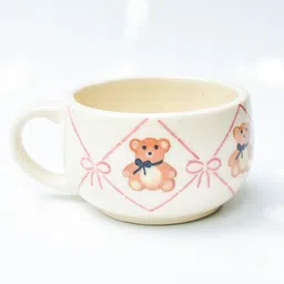 QSHI STUDIO Cream-Coloured Teddy Bow Ceramic Glossy Cups and Mugs image 5