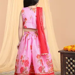 Here&Now X Kinder Kids Girls Printed Ready to Wear Lehenga & Blouse With Dupatta image 4