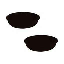 LASAKI 2Pcs Brown Ceramic Lightweight Circular Flower Planter Plates-picture-34