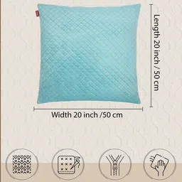 Tesmare Turquoise Blue Set of 2 Geometric Velvet Square Cushion Covers image 4